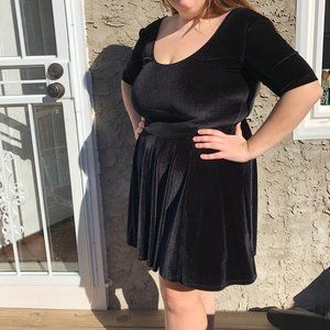 UO Black Velvet Skater Dress